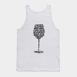 Cheers In Different Languages Wine Glass Design Tank Top